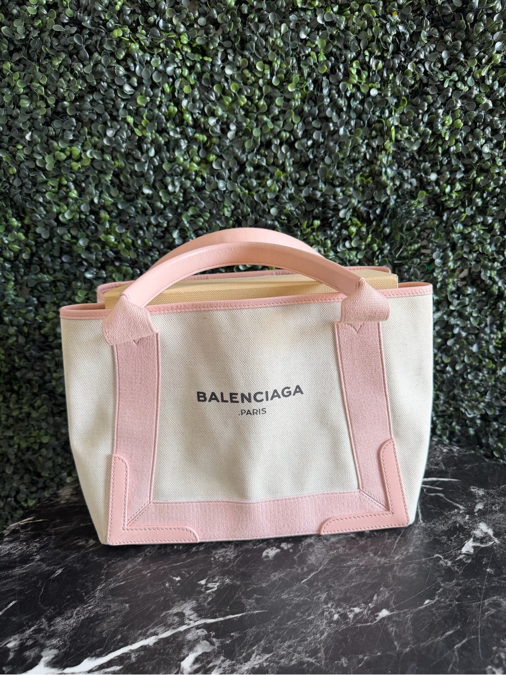 Balenciaga Navy Cabas Pink Tote (Small) – w/ Pouch